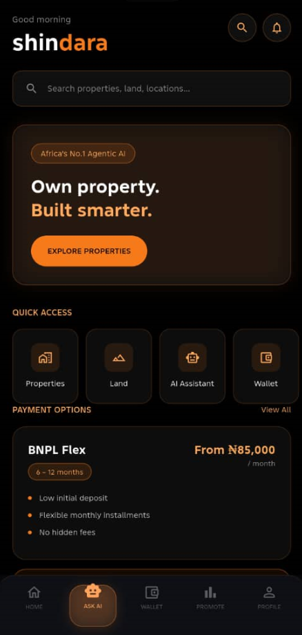 Shindara app interface